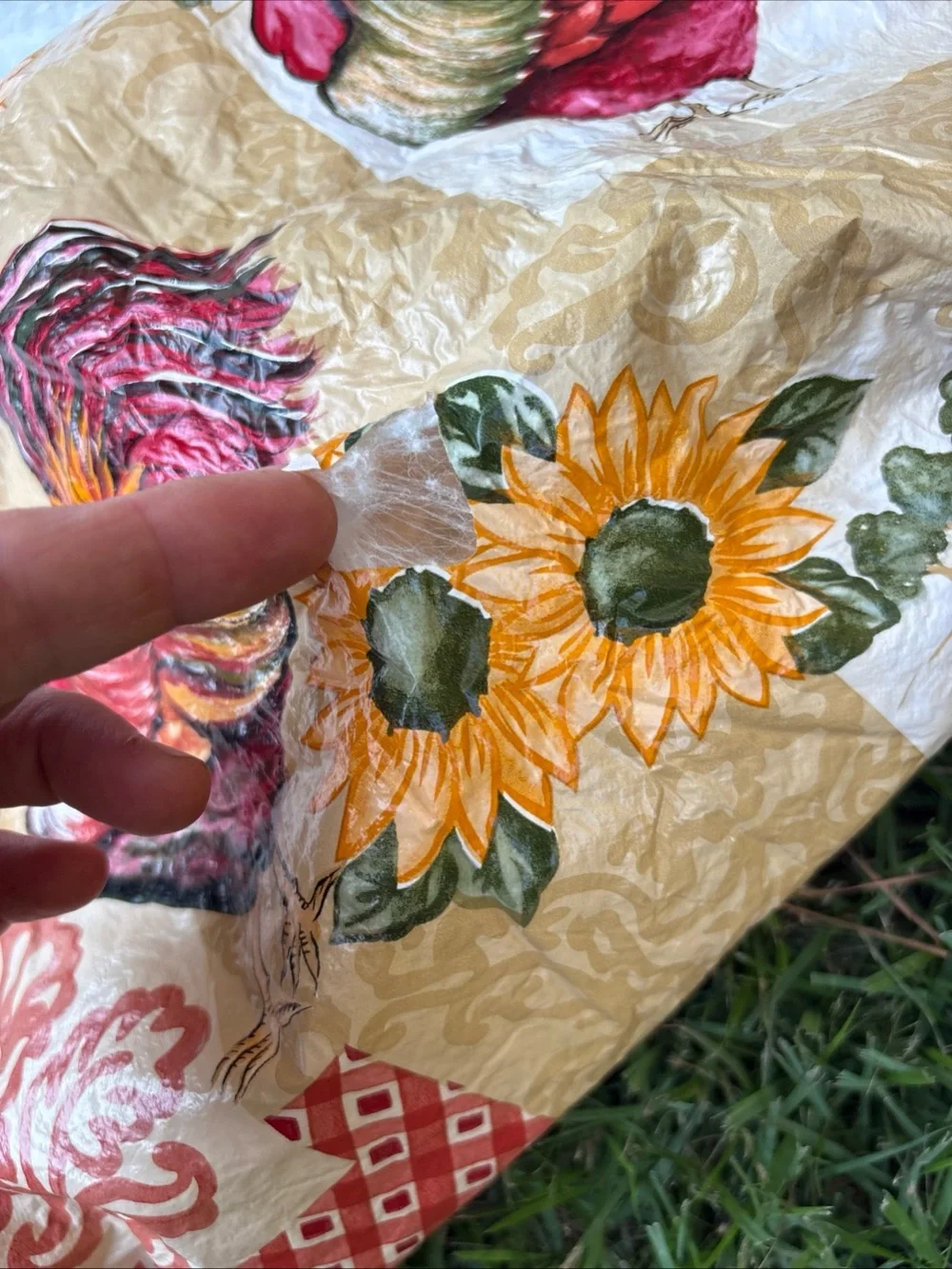 Chicken Rooster Tablecloth 99x58 Country Farmhouse Floral Vinyl Flannel Backing